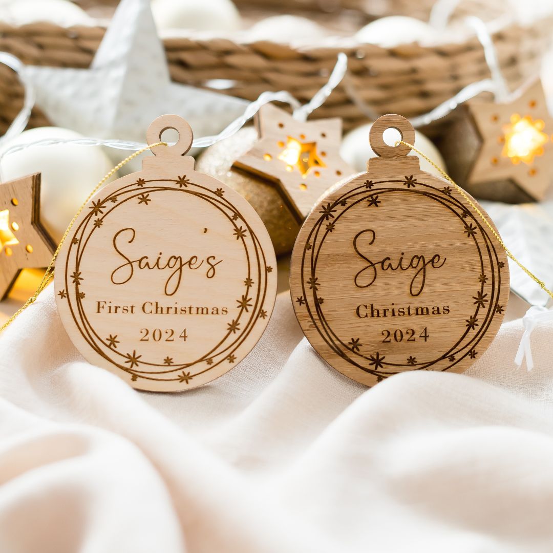 Personalised Christmas Bauble - Wreath personal xmas Miss Ali's
