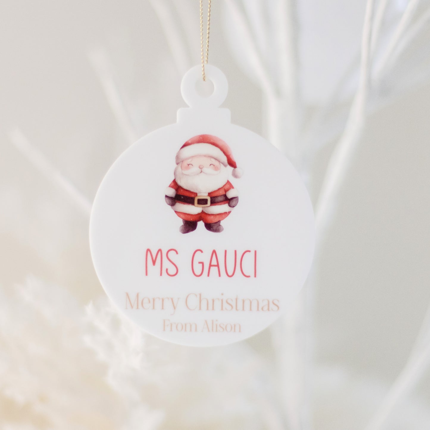 Teacher's Christmas Bauble - Acrylic ruler Miss Ali's