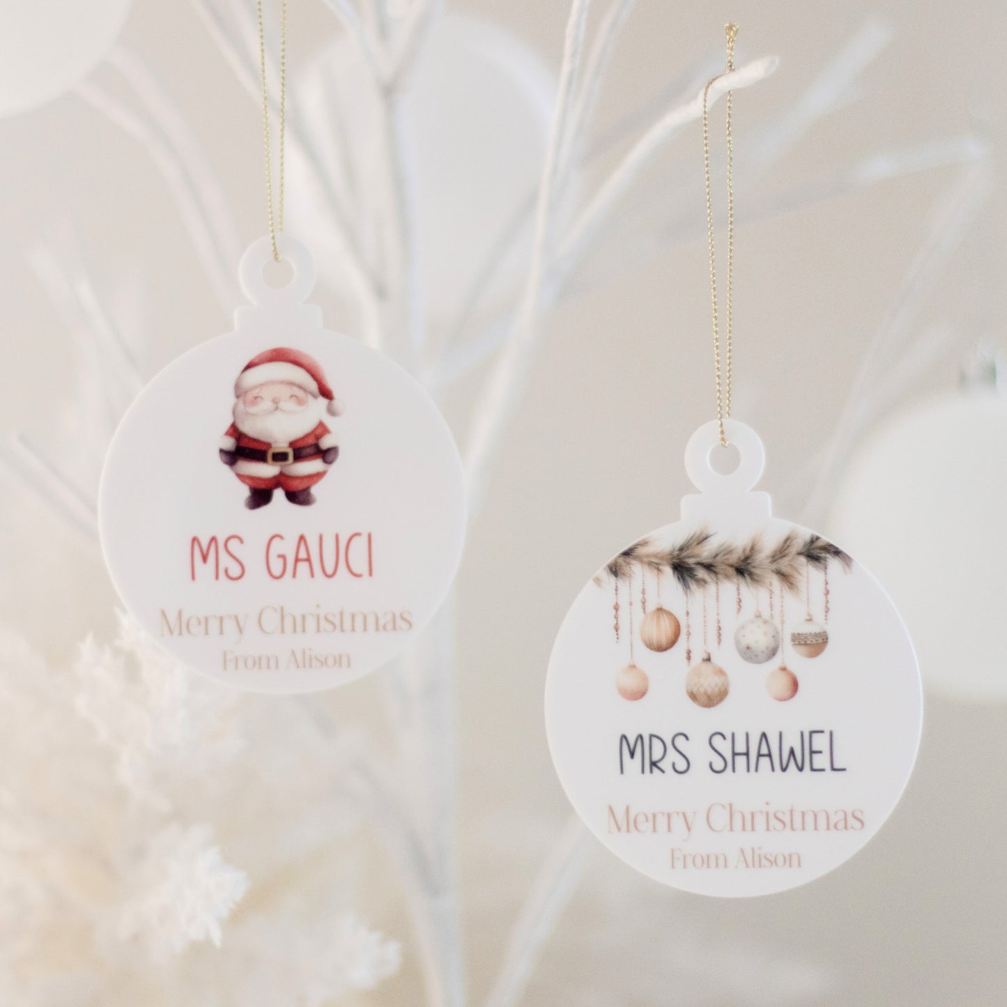 Teacher's Christmas Bauble - Acrylic ruler Miss Ali's