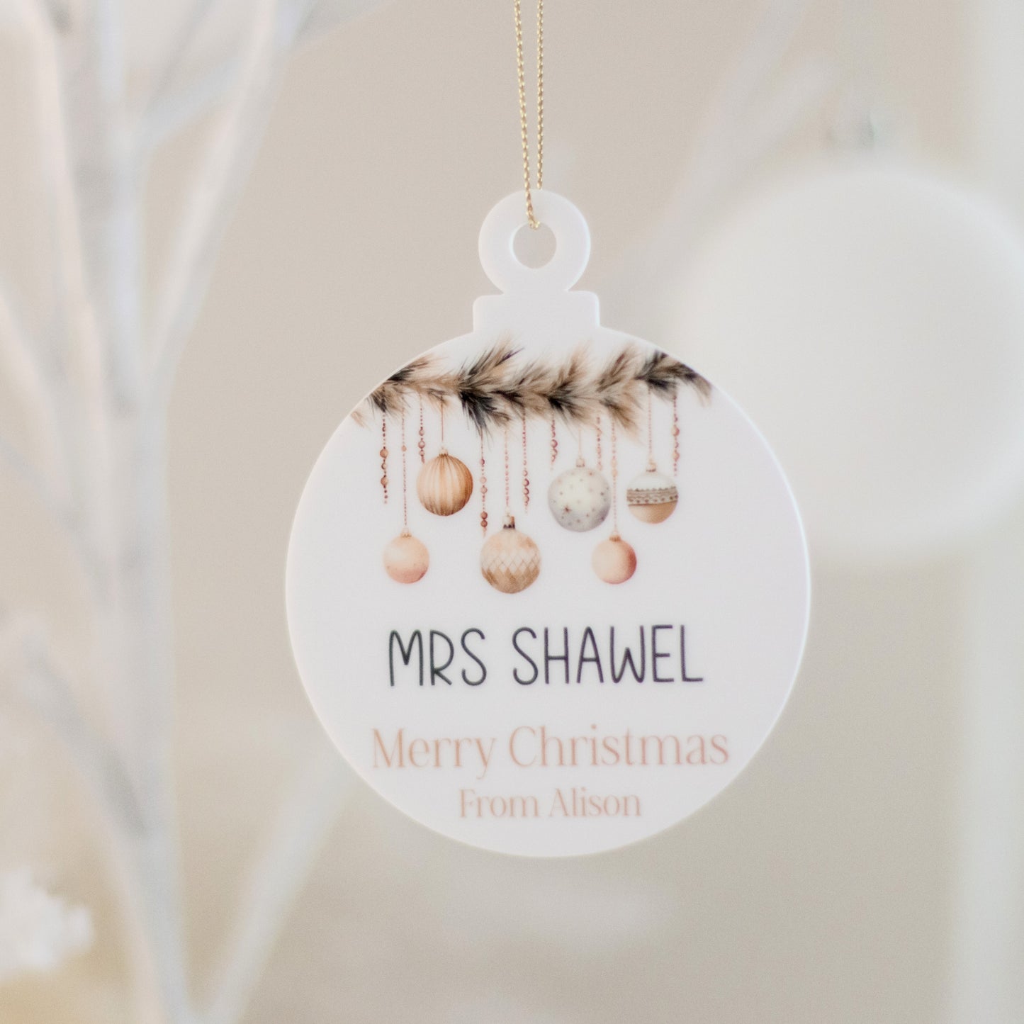 Teacher's Christmas Bauble - Acrylic ruler Miss Ali's