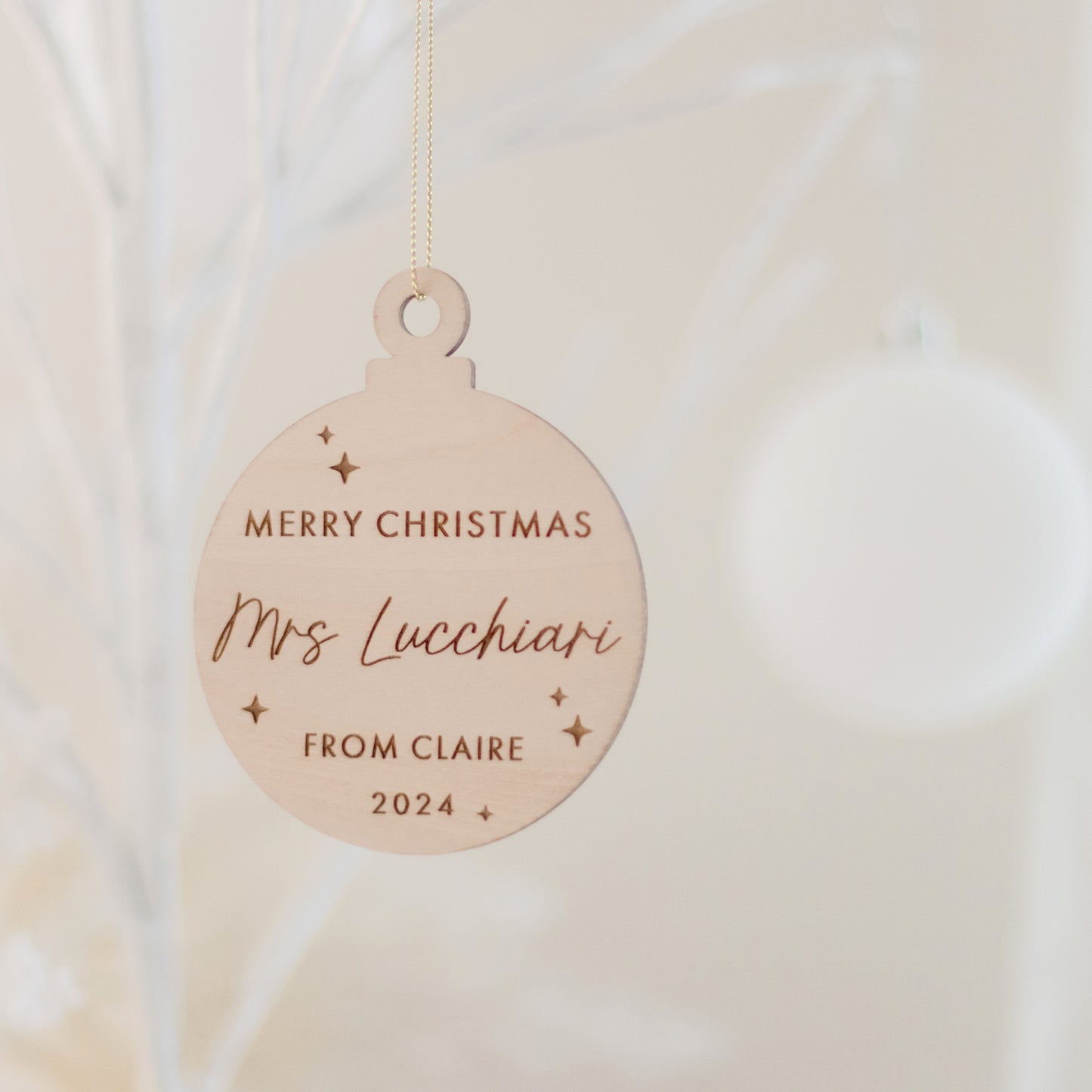 Teacher's Christmas Bauble - Wooden ruler Miss Ali's