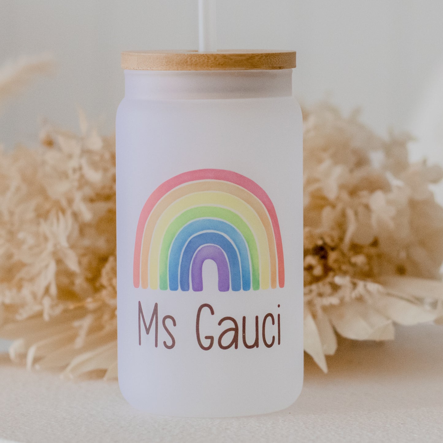 Teacher's Glass Tumbler teacher name Miss Ali's