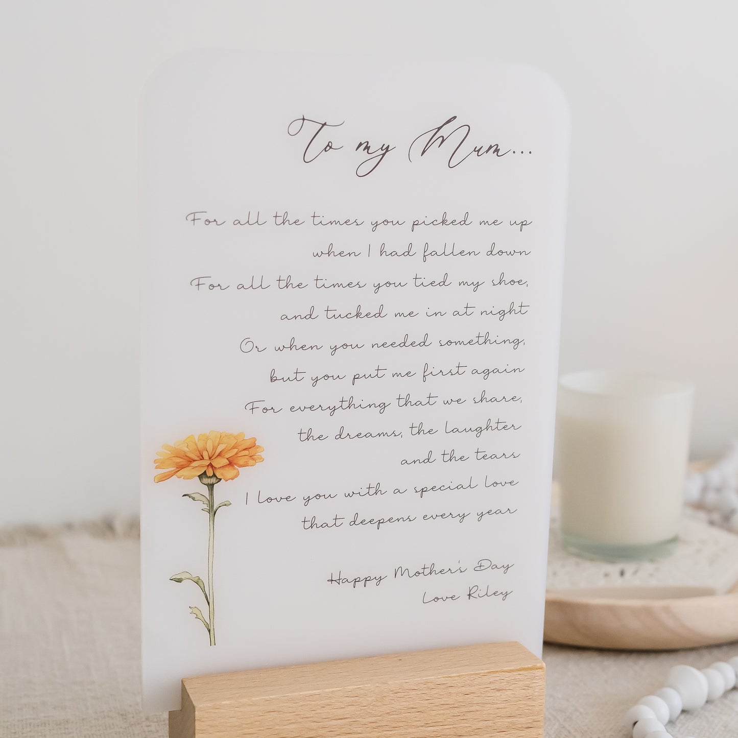 Mother's Day Poem Stand - To my Mum... poem stand Miss Ali's