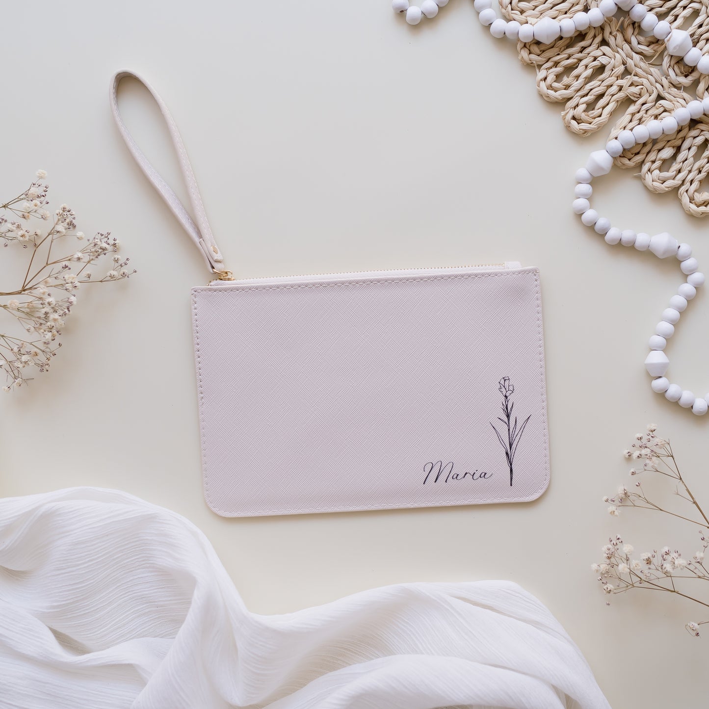 Personalised Leather Flat Clutch leather clutch Miss Ali's