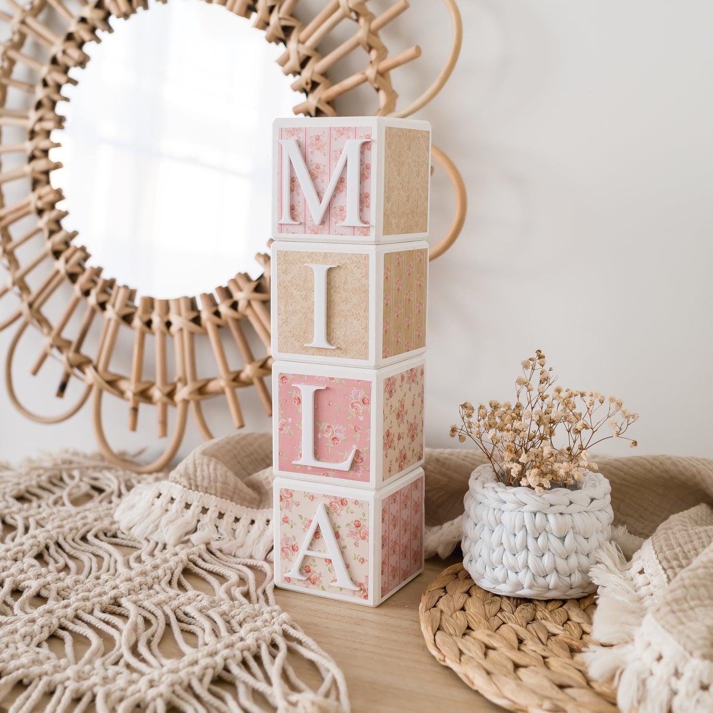 Personalised Baby Name Blocks - Shabby Chic blocks Miss Ali's