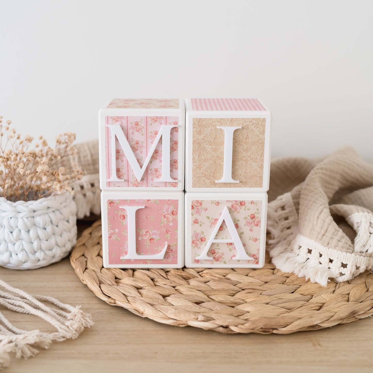 Personalised Baby Name Blocks - Shabby Chic blocks Miss Ali's