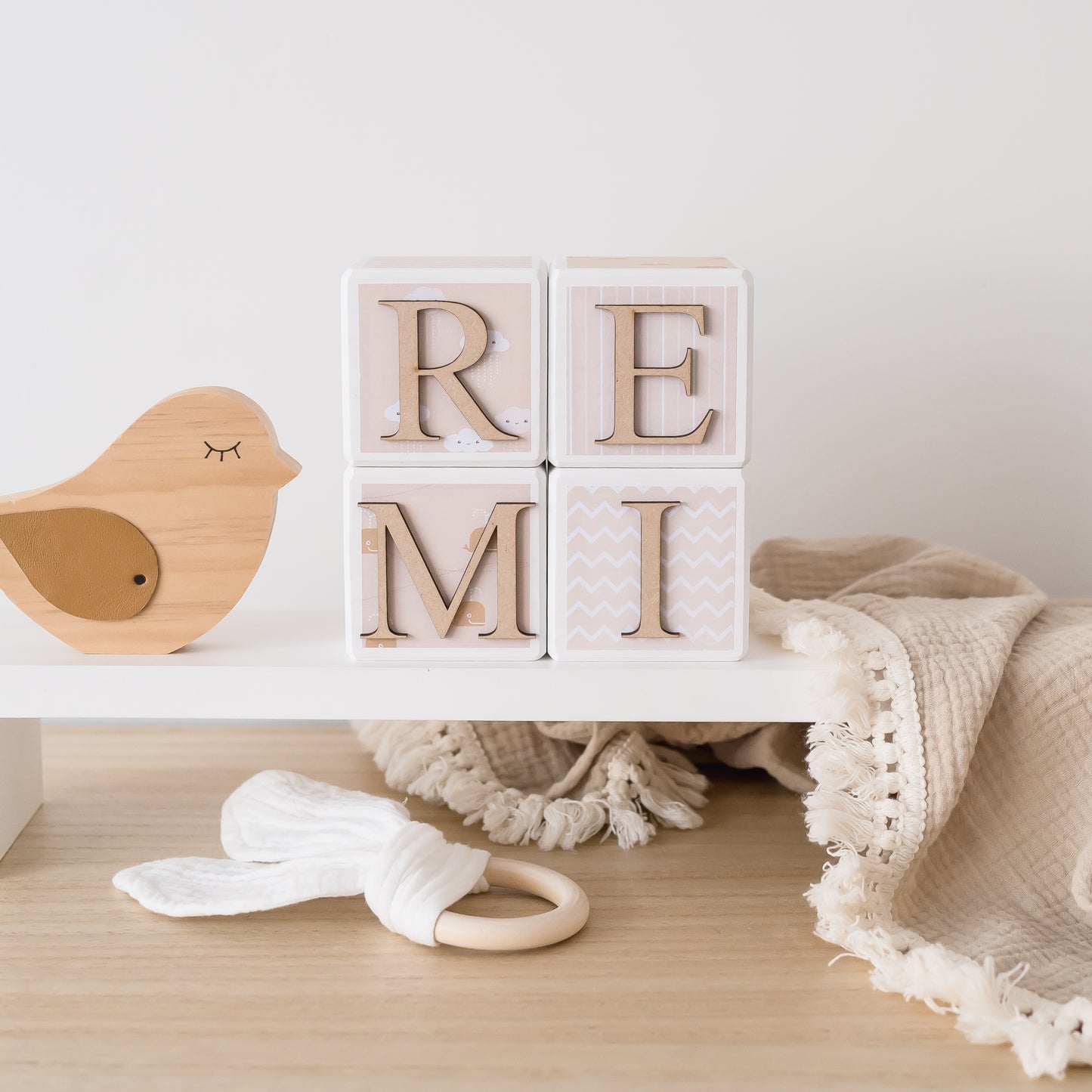 Personalised Baby Name Blocks - Neutral Newborn blocks Miss Ali's