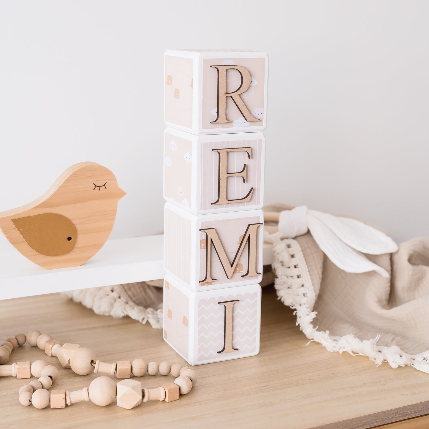 Personalised Baby Name Blocks - Neutral Newborn blocks Miss Ali's