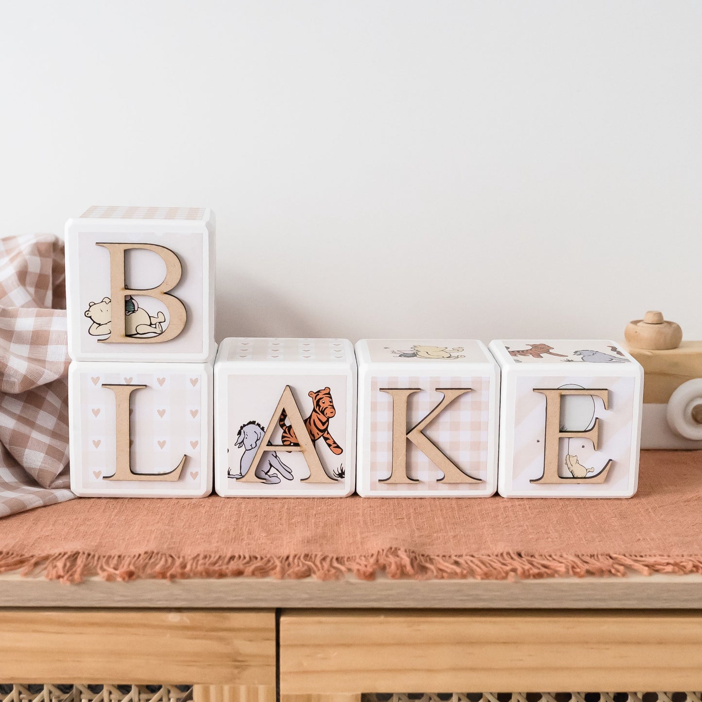 Personalised Baby Name Blocks - Classic Winnie the Pooh blocks Miss Ali's