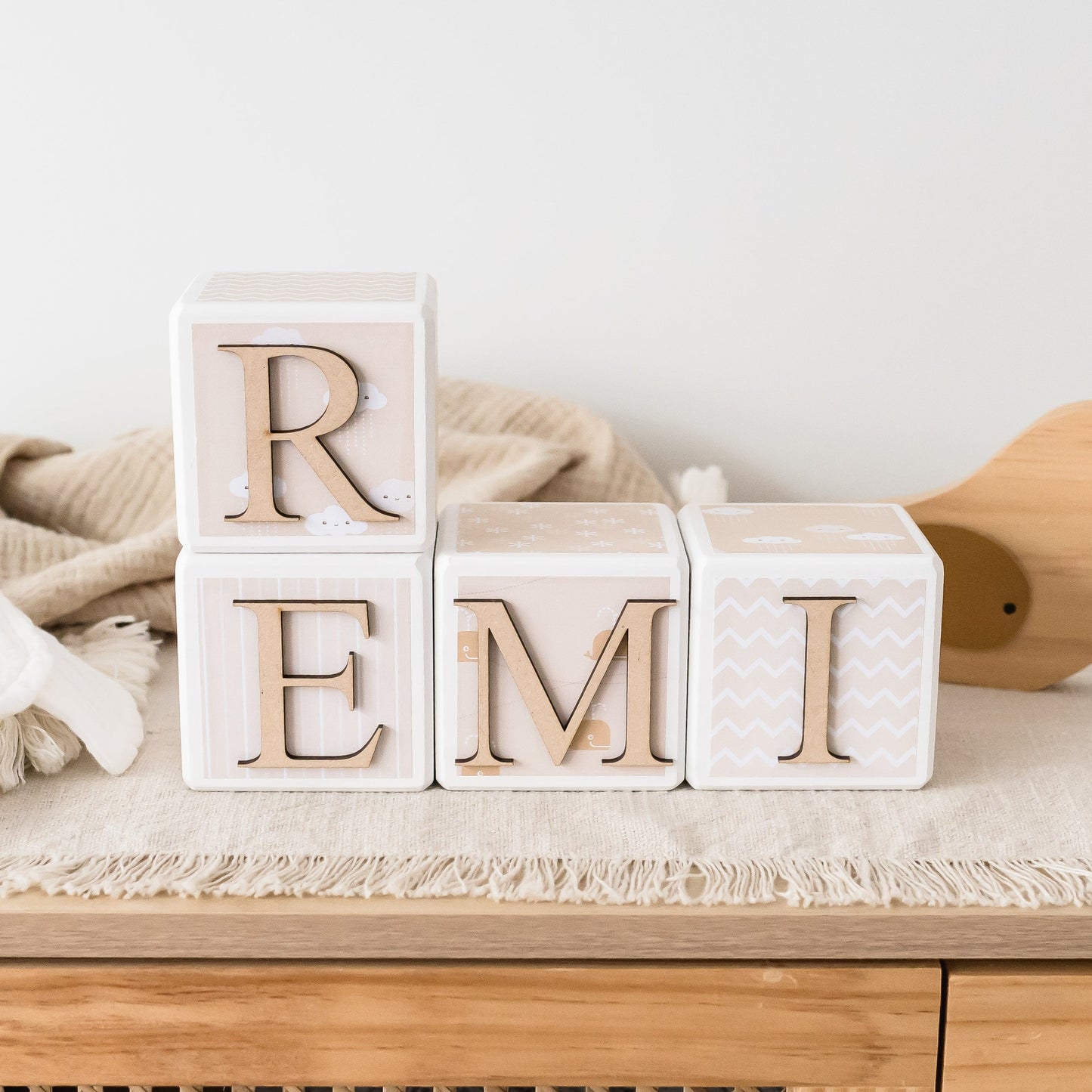 Personalised Baby Name Blocks - Neutral Newborn blocks Miss Ali's