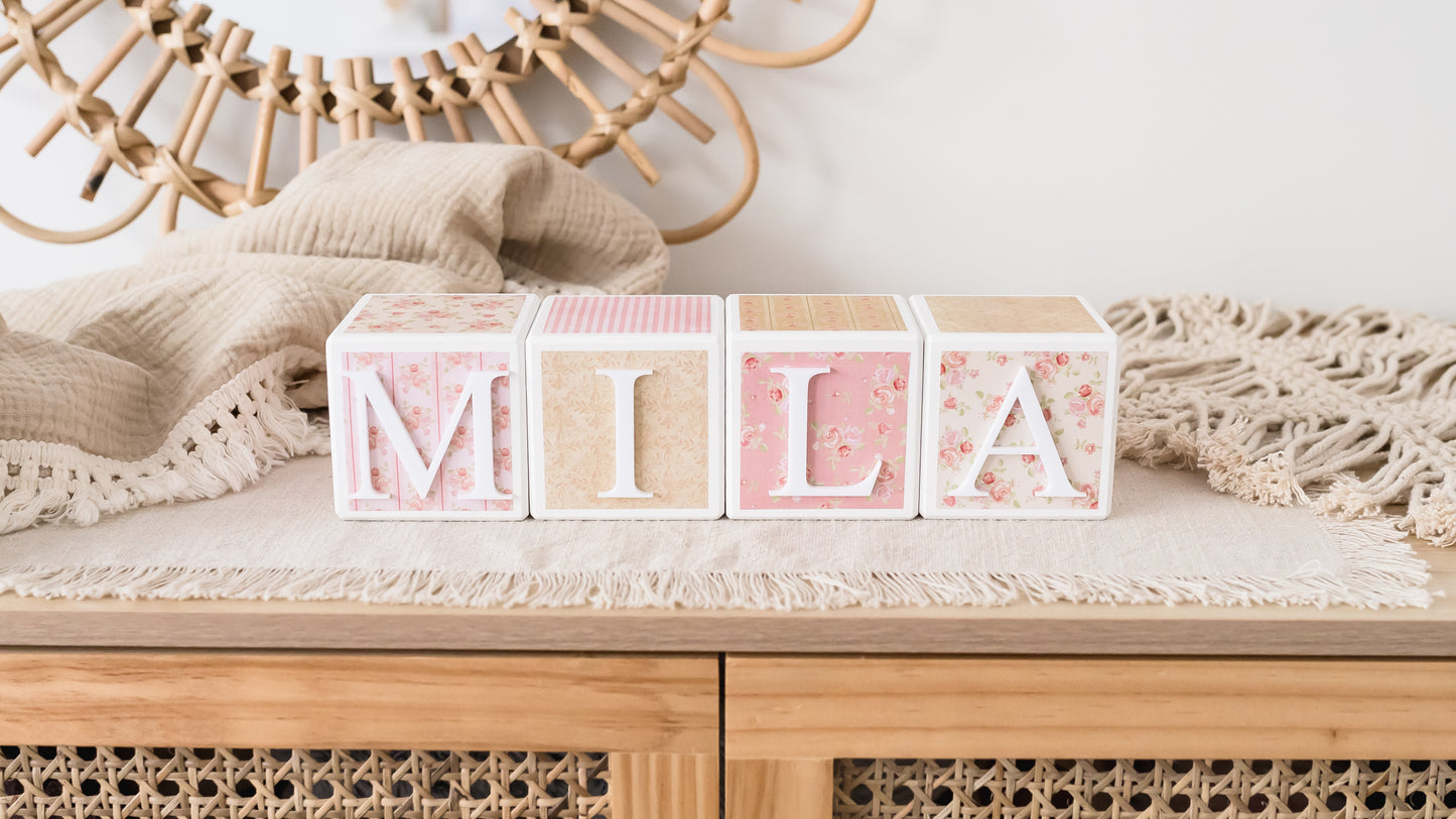 Personalised Baby Name Blocks - Shabby Chic blocks Miss Ali's