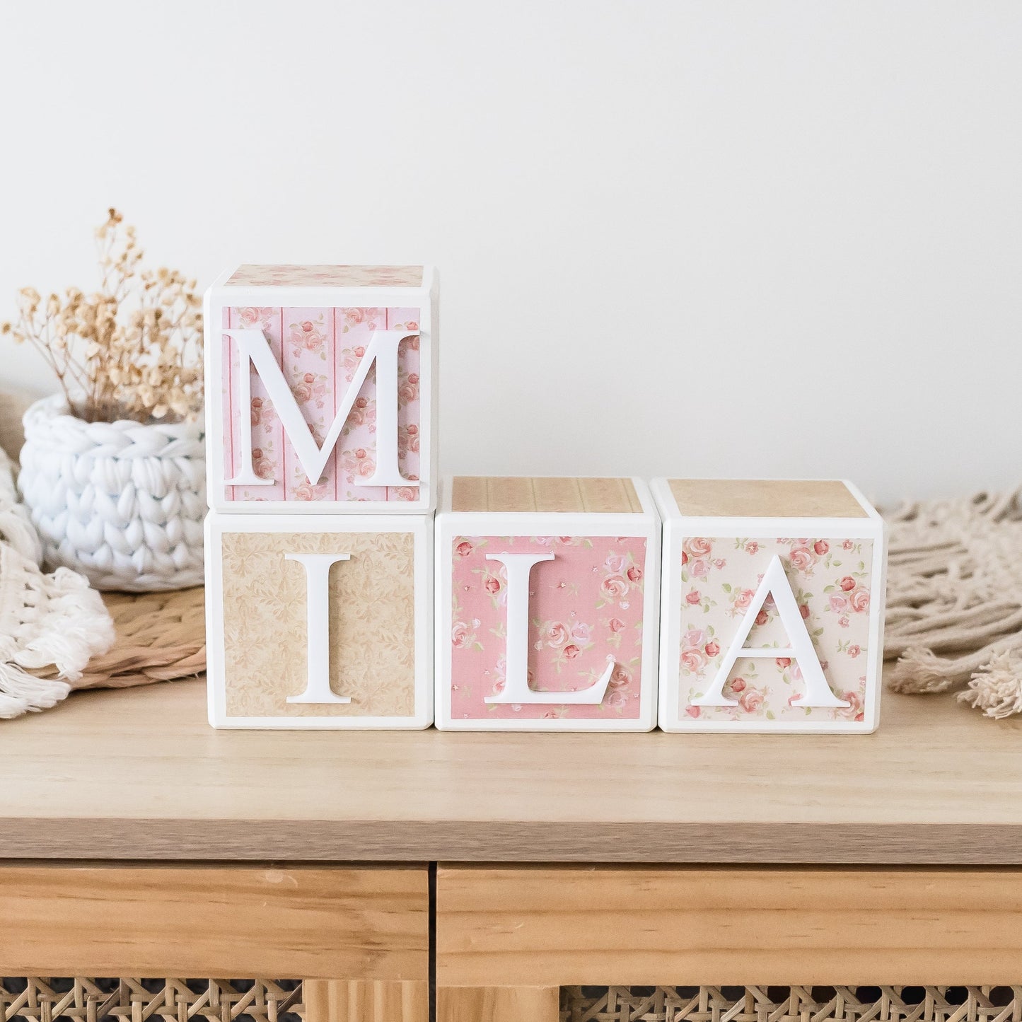 Personalised Baby Name Blocks - Shabby Chic blocks Miss Ali's