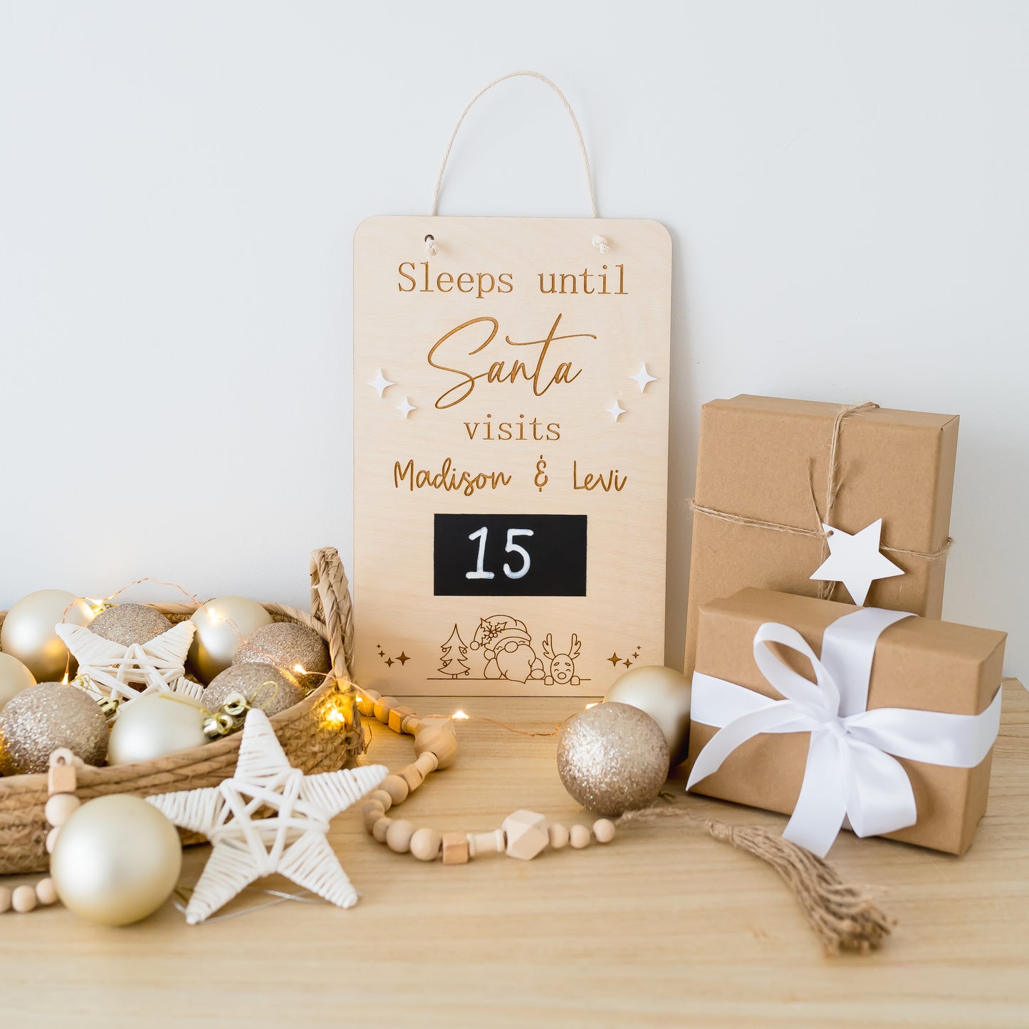 Sleeps until Santa chalkboard countdown personal xmas Miss Ali's