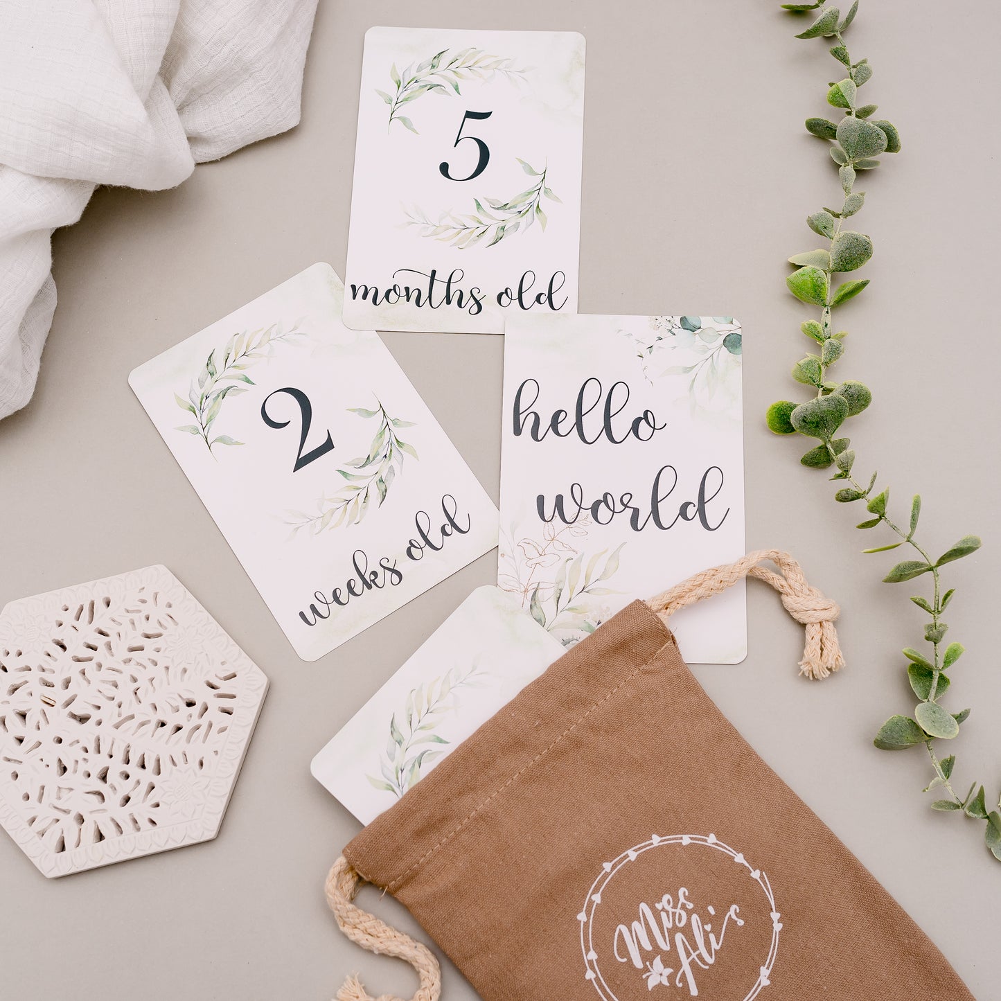 Milestone Cards - Eucalyptus Miss Ali's
