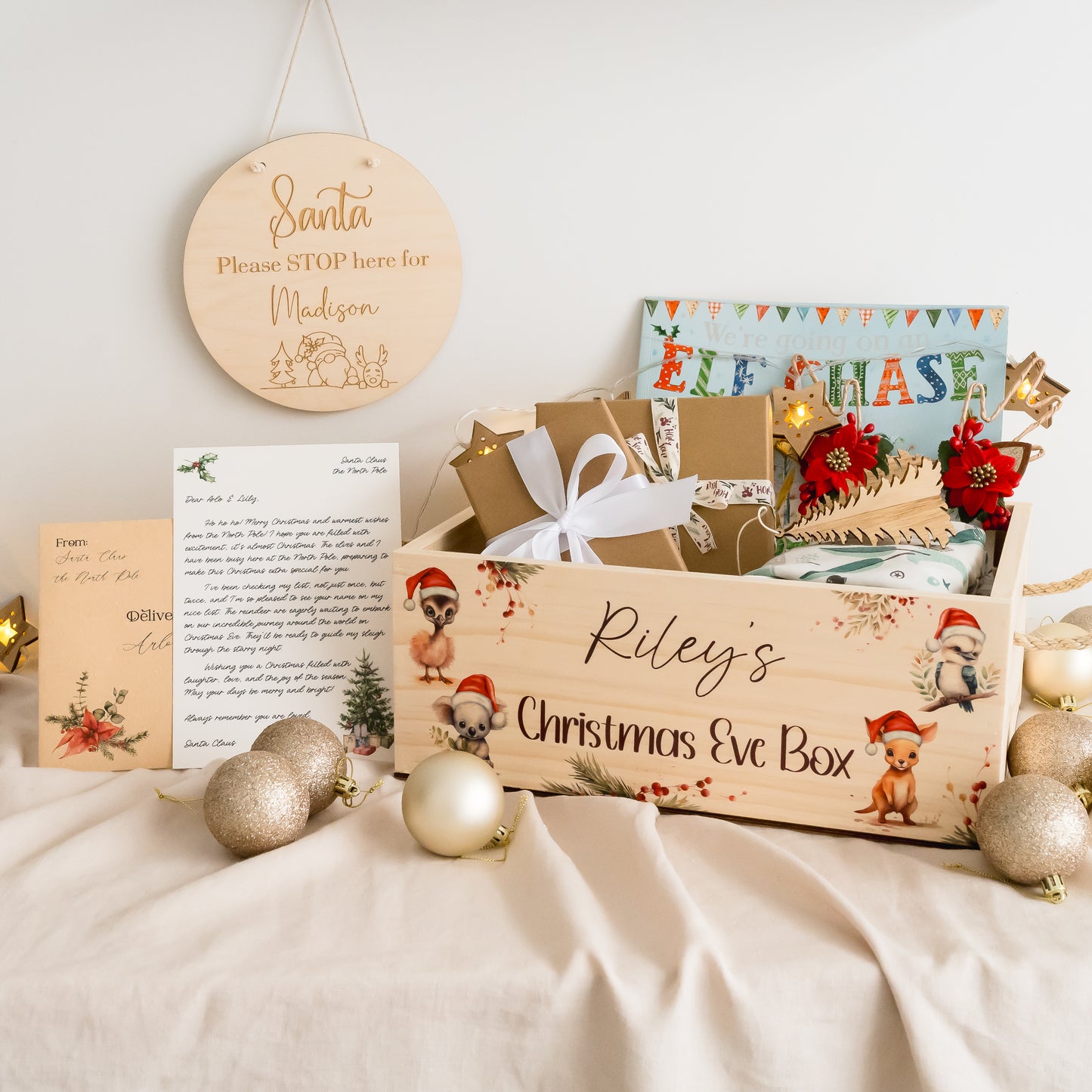 Santa please STOP here - Engraved personal xmas Miss Ali's