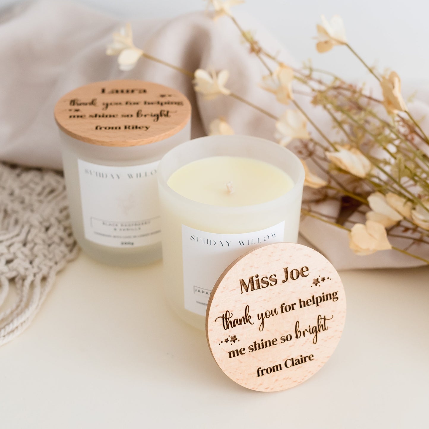 Teacher's Soy Wax Candle ruler Miss Ali's