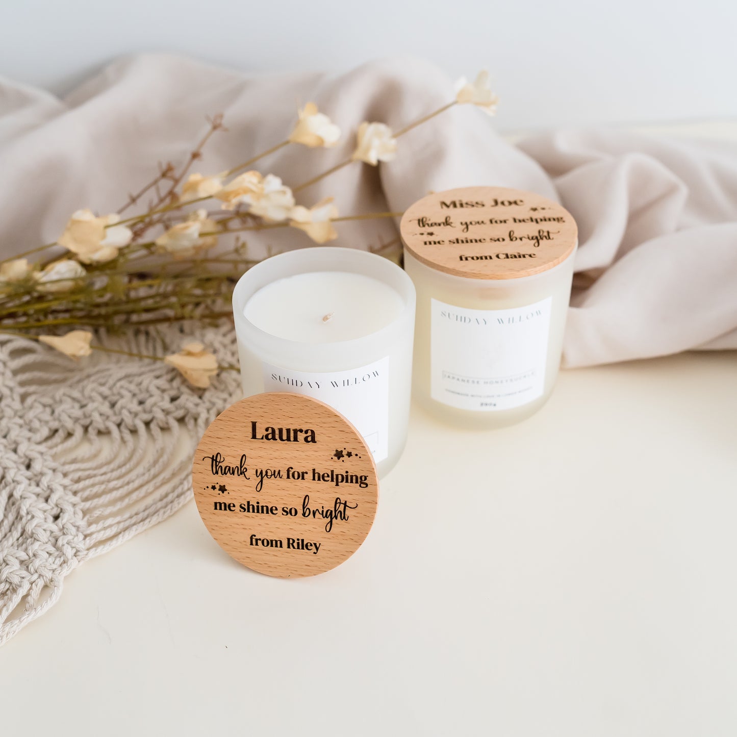 Teacher's Soy Wax Candle ruler Miss Ali's