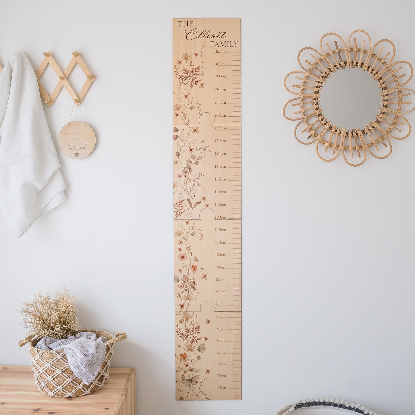 Wooden Height Chart - Spring Blossom height charts Miss Ali's