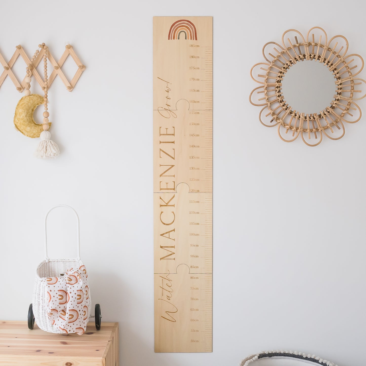 Wooden Height Chart - Rainbow height charts Miss Ali's