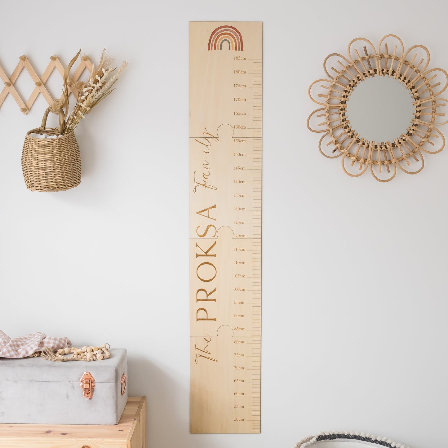 Wooden Height Chart - Rainbow height charts Miss Ali's