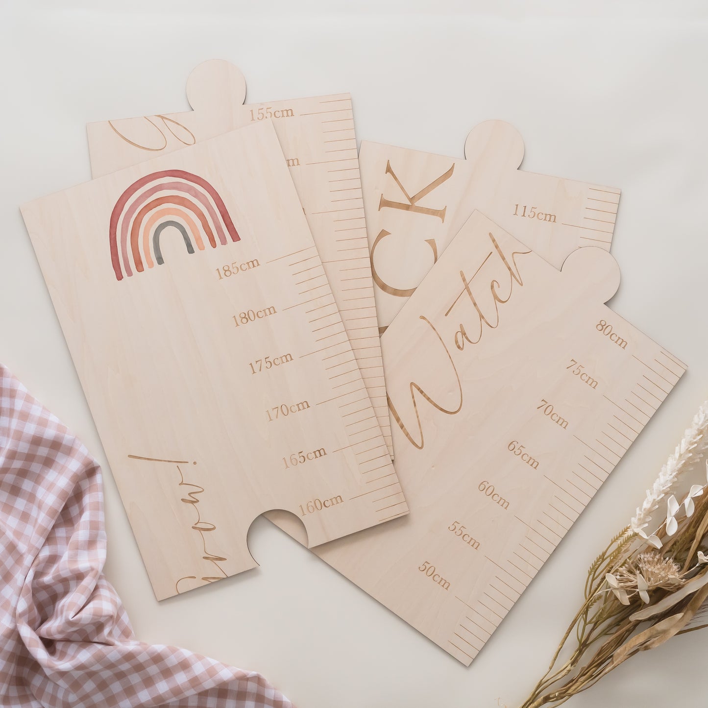Wooden Height Chart - Rainbow height charts Miss Ali's