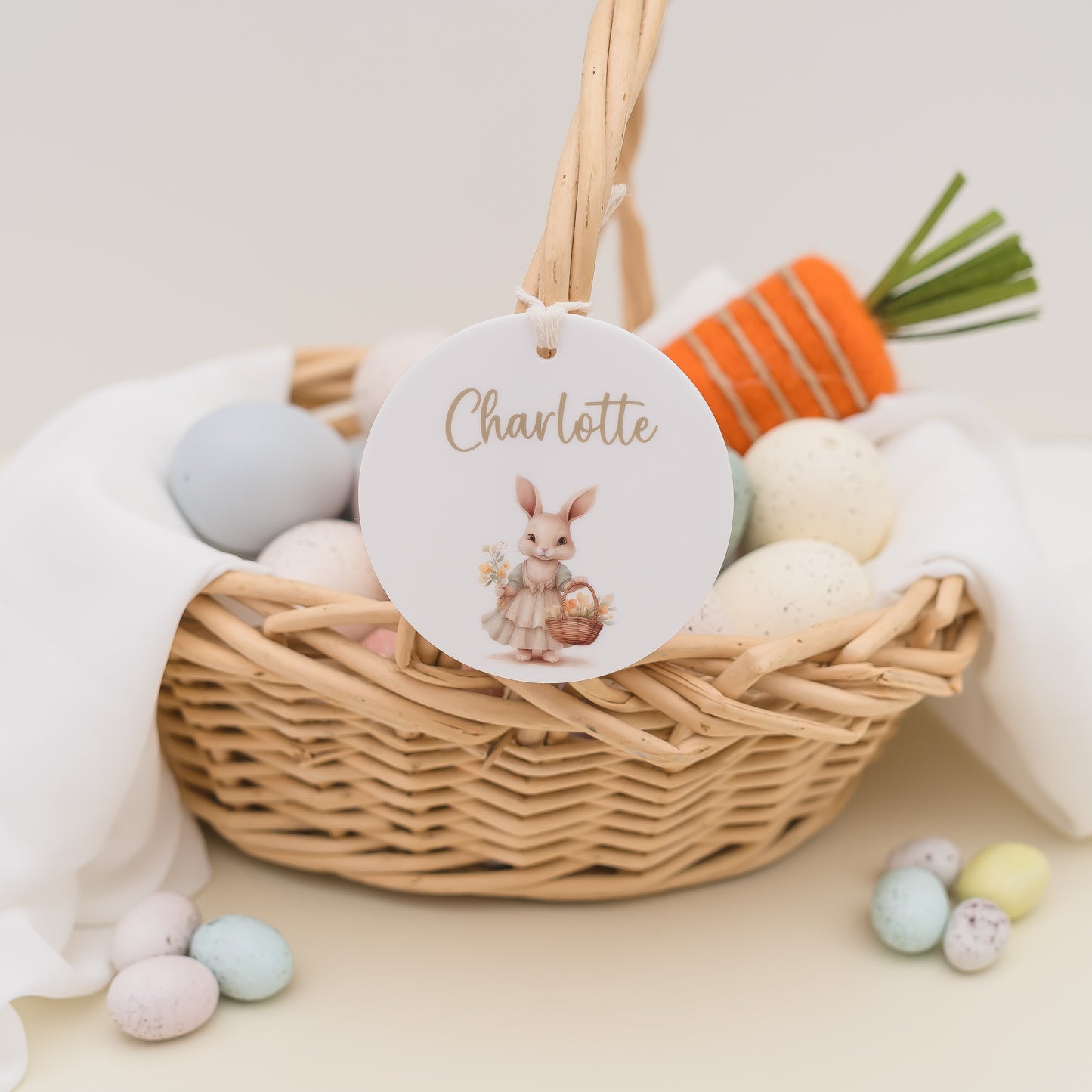 Easter Basket Tag - Girly Bunny personal xmas Miss Ali's