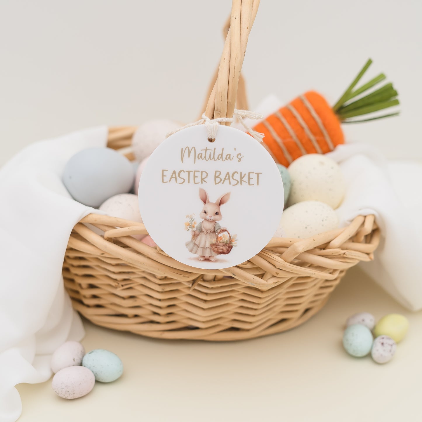 Easter Basket Tag - Girly Bunny personal xmas Miss Ali's