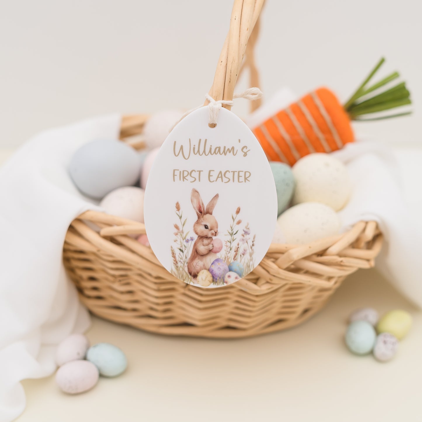 Easter Basket Tag - Bunny in field personal xmas Miss Ali's