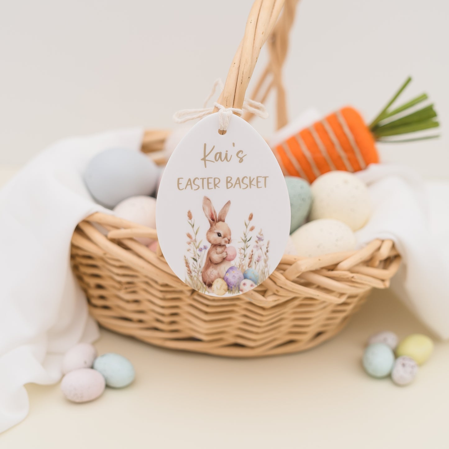Easter Basket Tag - Bunny in field personal xmas Miss Ali's