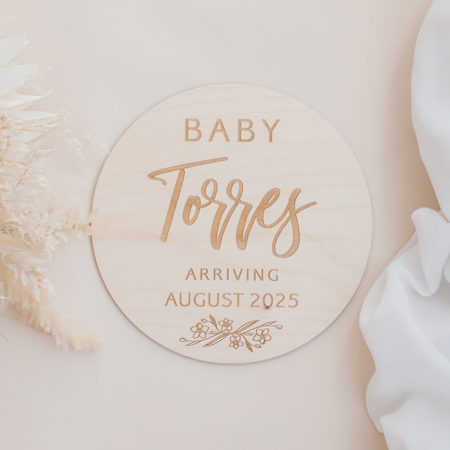 Pregnancy Announcement Wooden Plaque - Floral personal preg Miss Ali's