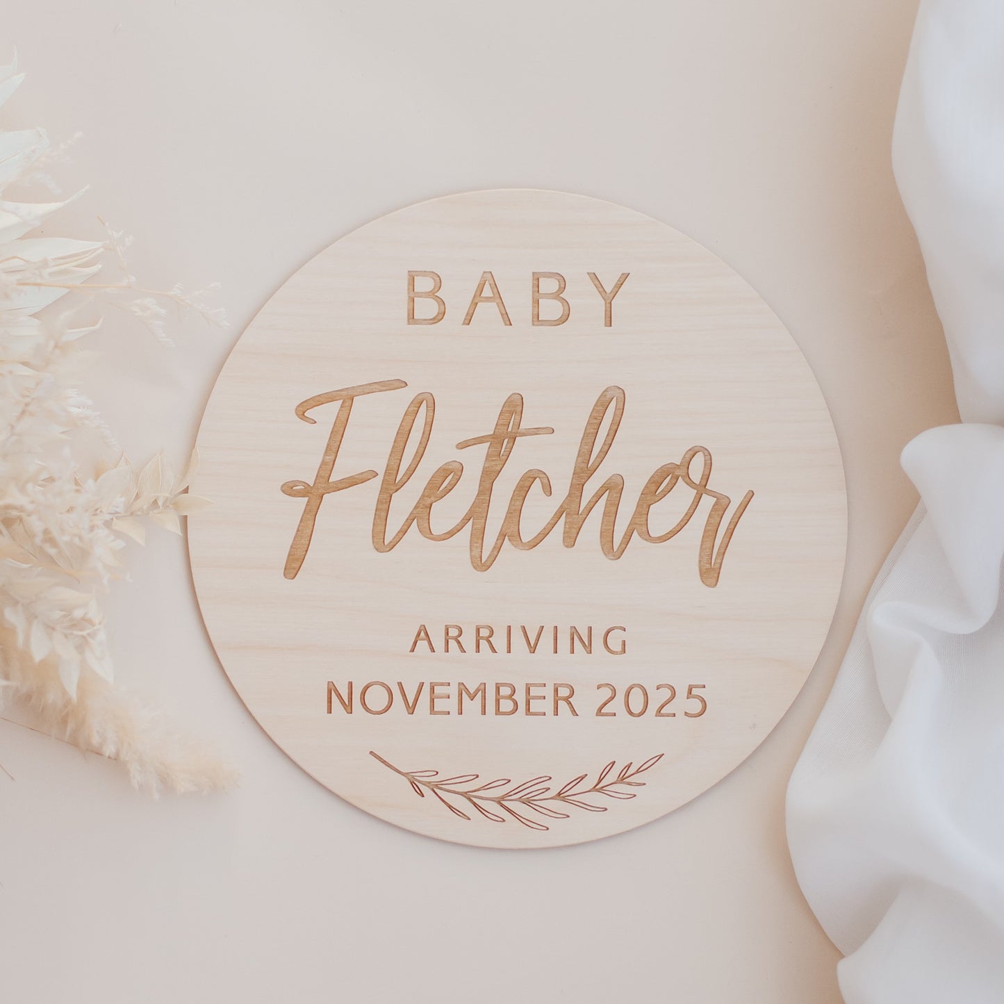 Pregnancy Announcement Wooden Plaque - Leaf personal preg Miss Ali's