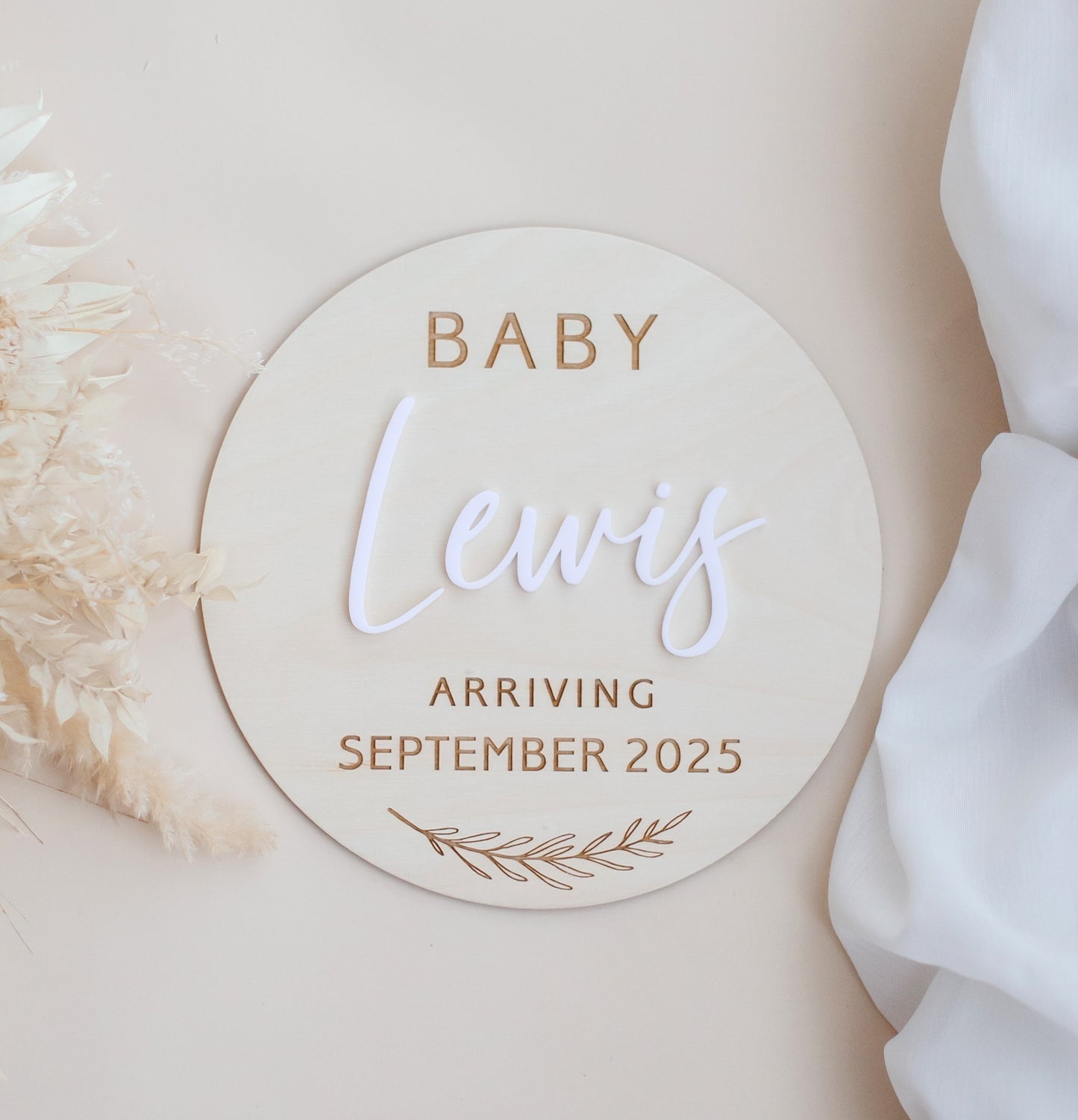 Pregnancy Announcement Wooden Plaque - Leaf personal preg Miss Ali's