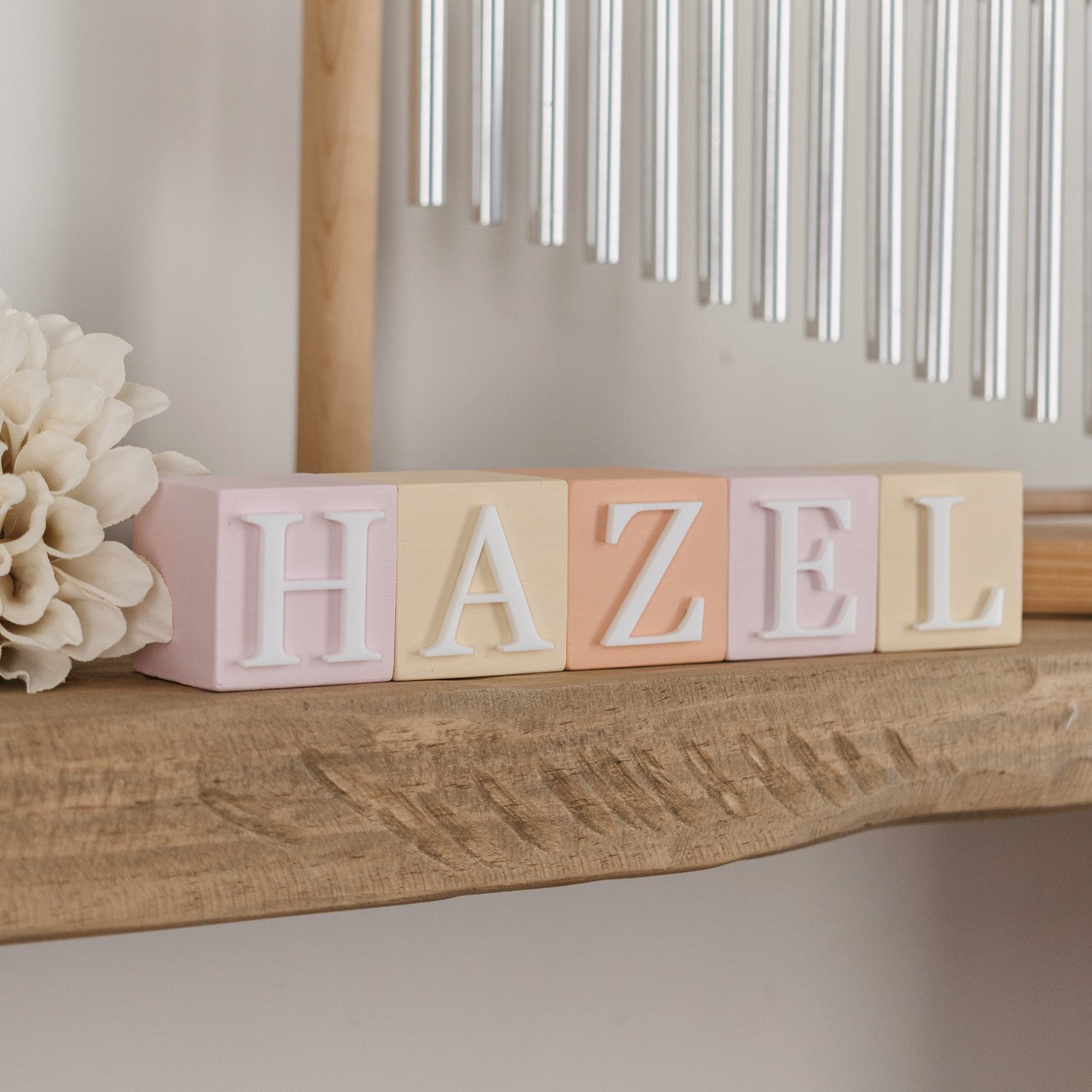 Mini Coloured Personalised Name Blocks painted blocks Miss Ali's