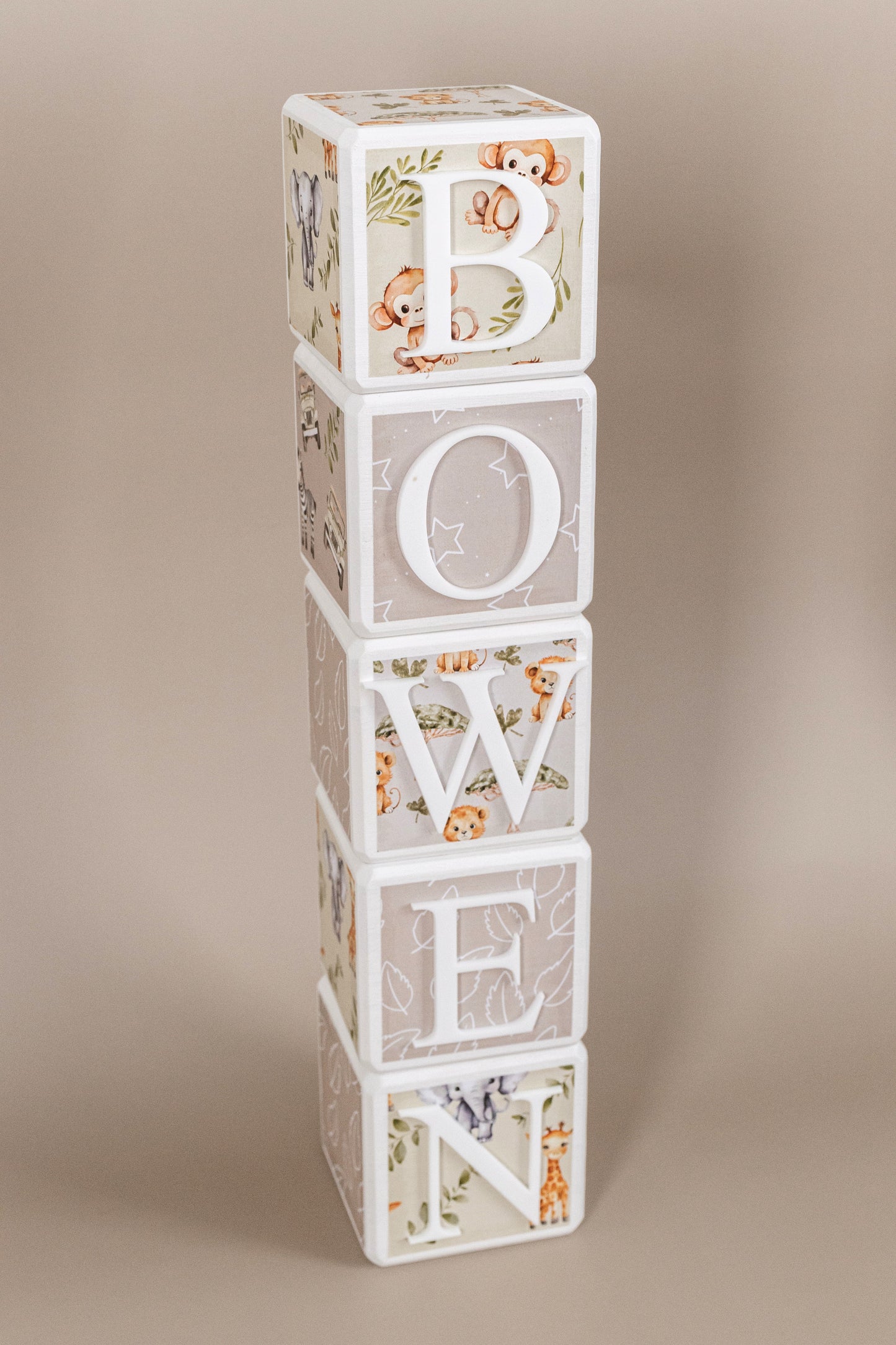 Personalised Baby Name Blocks - Safari blocks Miss Ali's