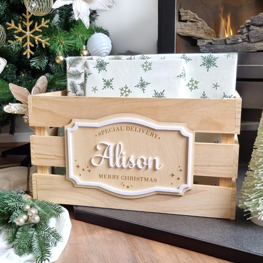 Christmas Crate - Wooden Plaque personal xmas Miss Ali's