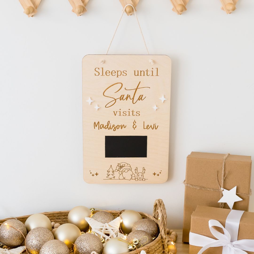 Sleeps until Santa chalkboard countdown personal xmas Miss Ali's