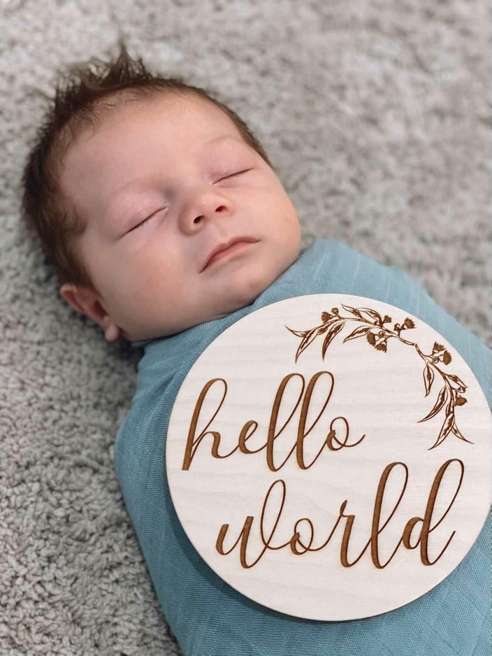 Hello World Plaque - Eucalyptus Leaf Miss Ali's