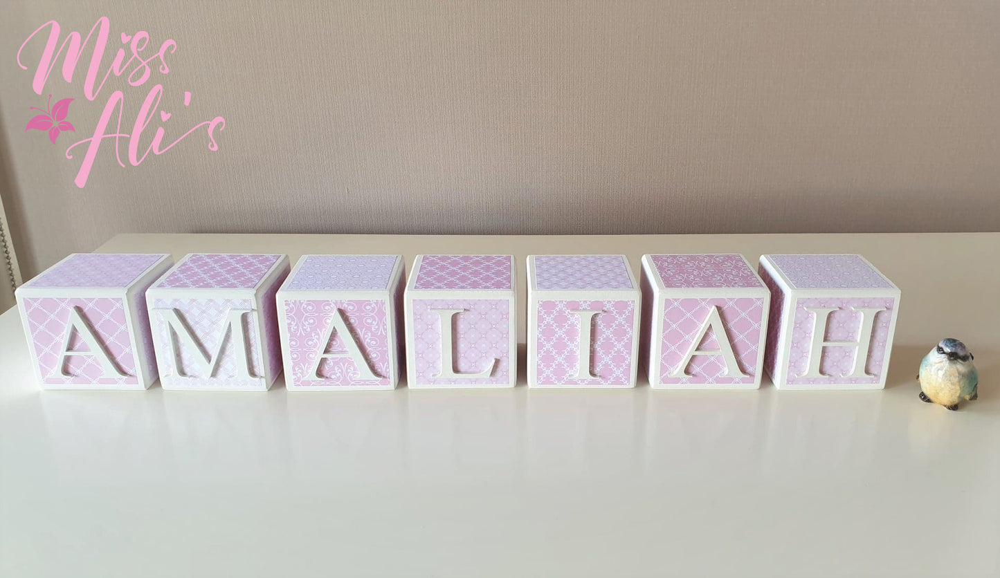 Personalised Baby Name Blocks - Pretty in Pink blocks Miss Ali's
