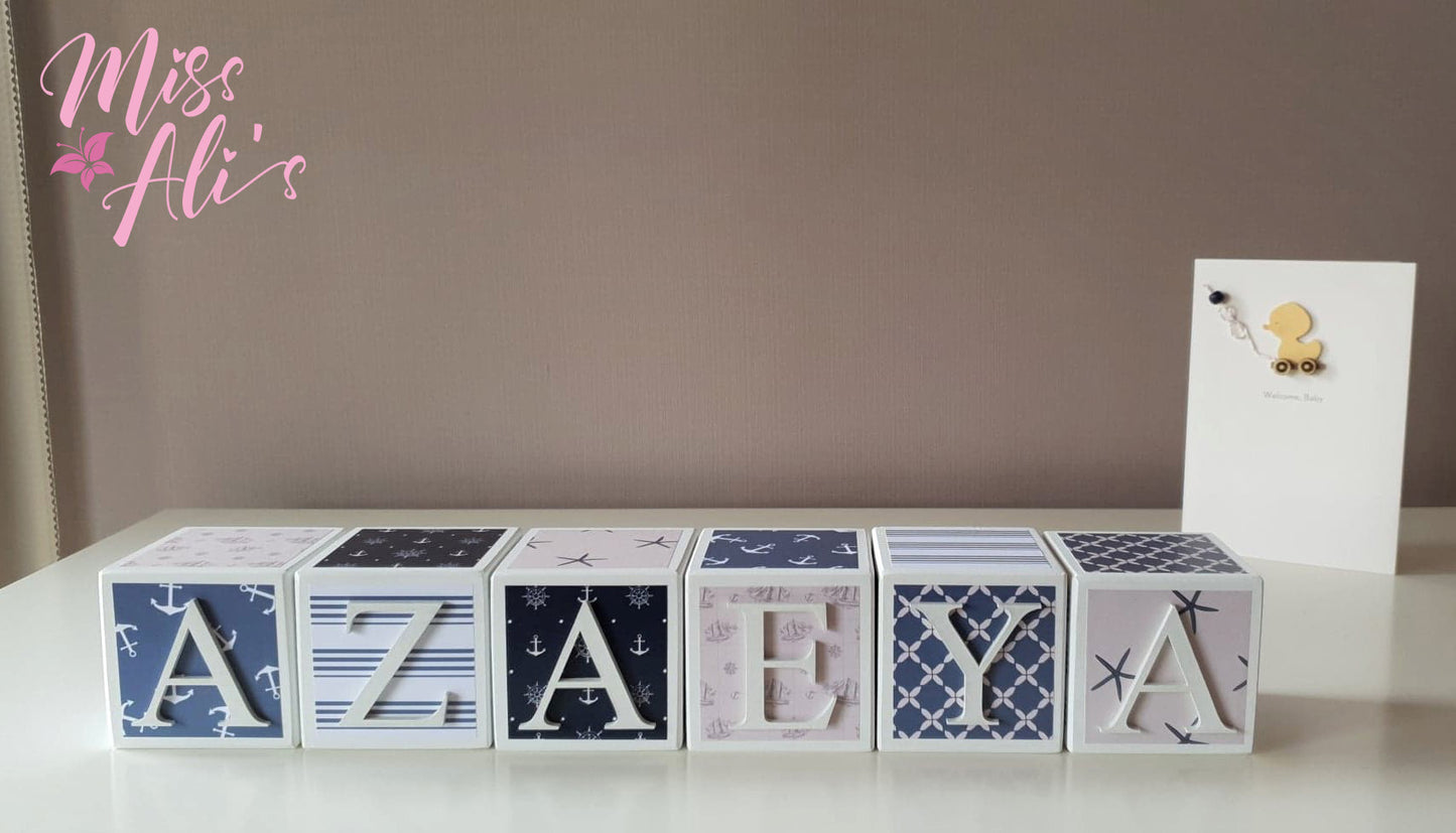 Personalised Baby Name Blocks - Nautical blocks Miss Ali's