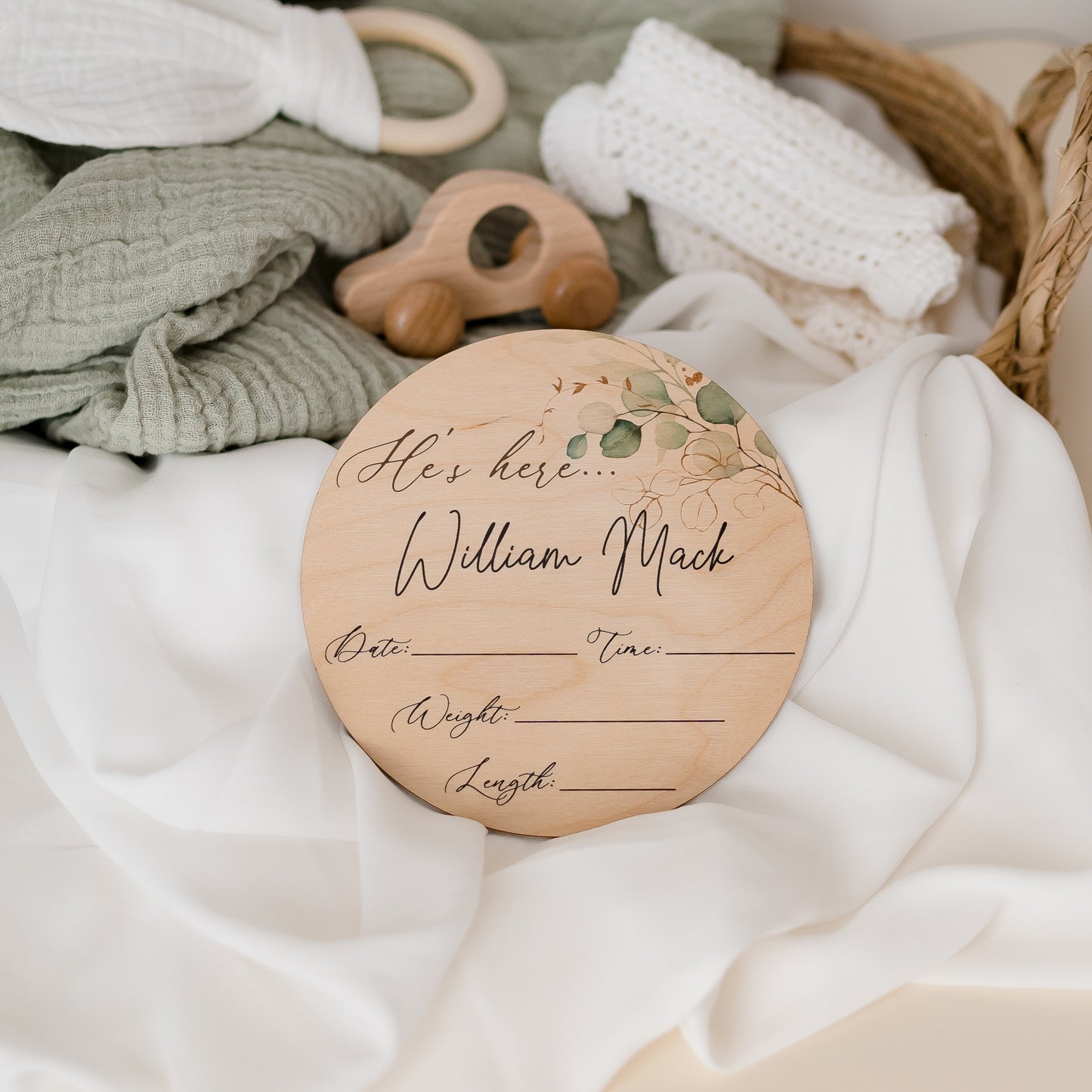 He's here - Personalised fill in the details baby name Miss Ali's