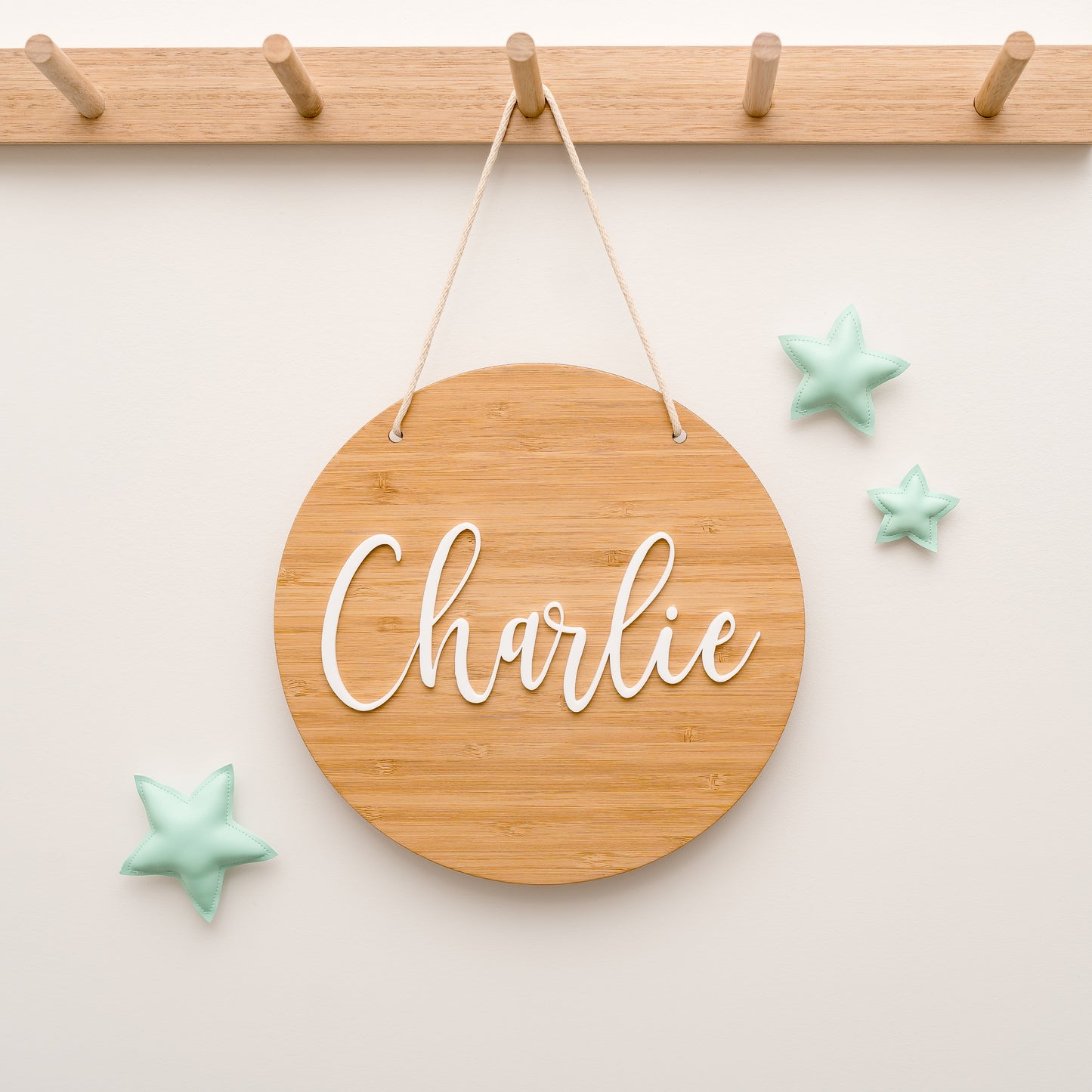 Bamboo Name Plaque - Script wall plaque Miss Ali's