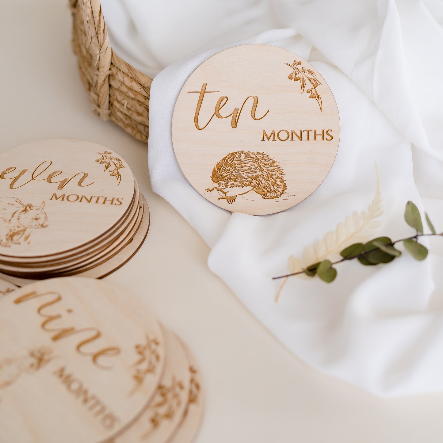 Baby Milestone Wooden Discs - Australian Animals Miss Ali's