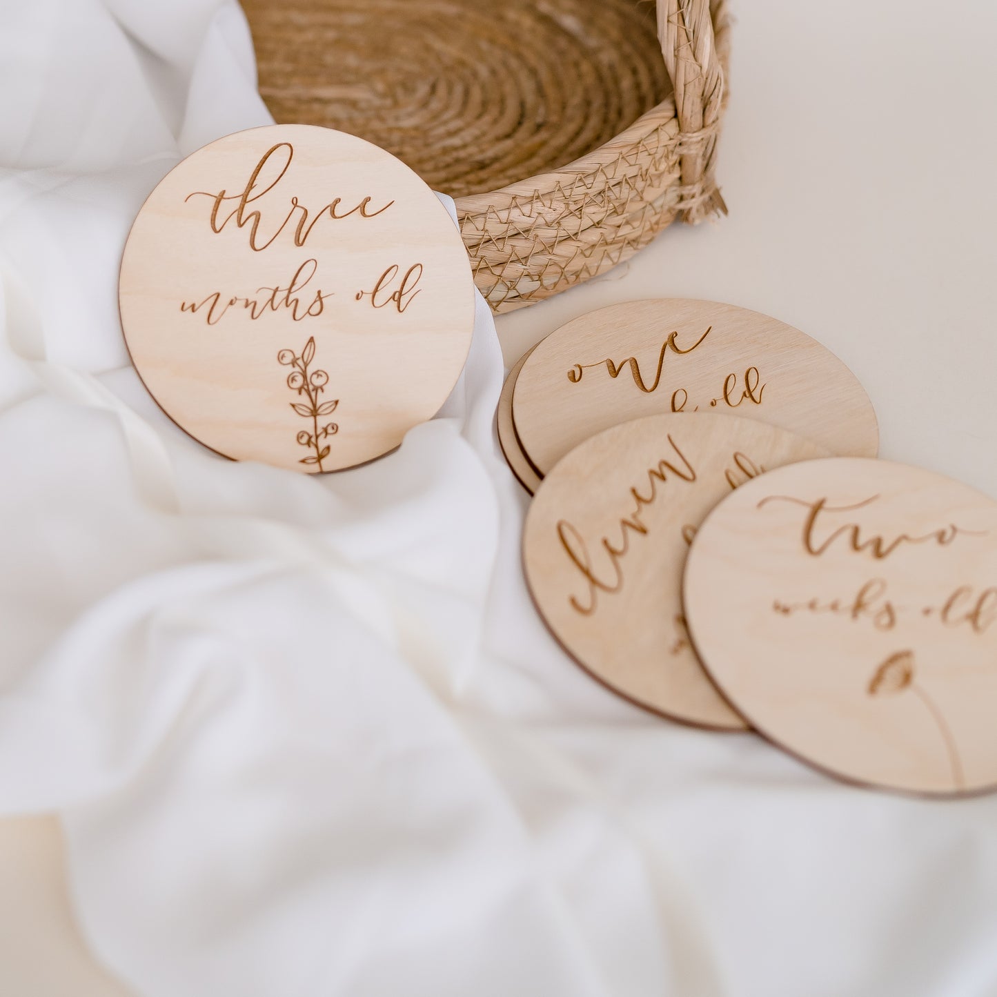 Baby Milestone Wooden Discs - Wildflower Miss Ali's