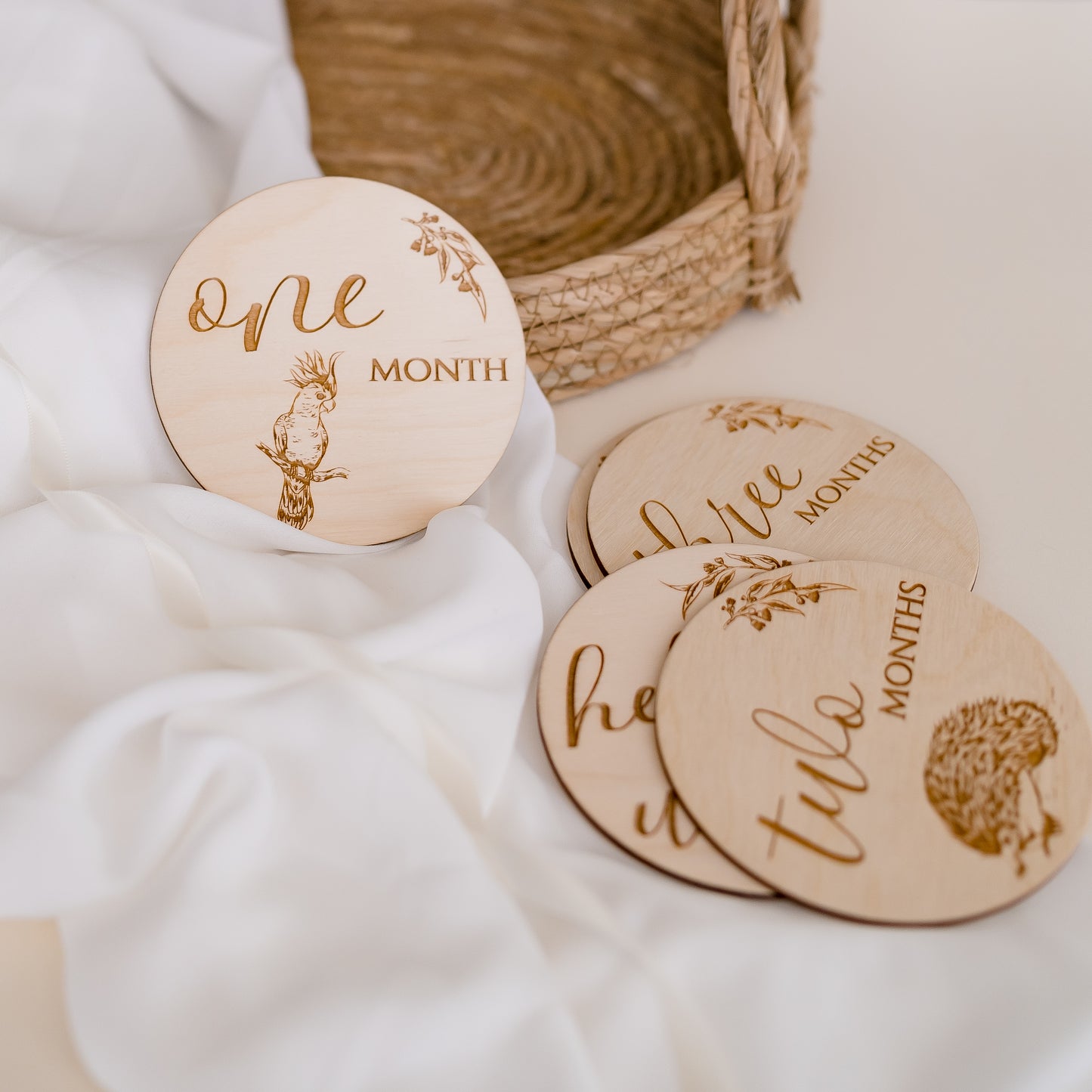 Baby Milestone Wooden Discs - Australian Animals Miss Ali's