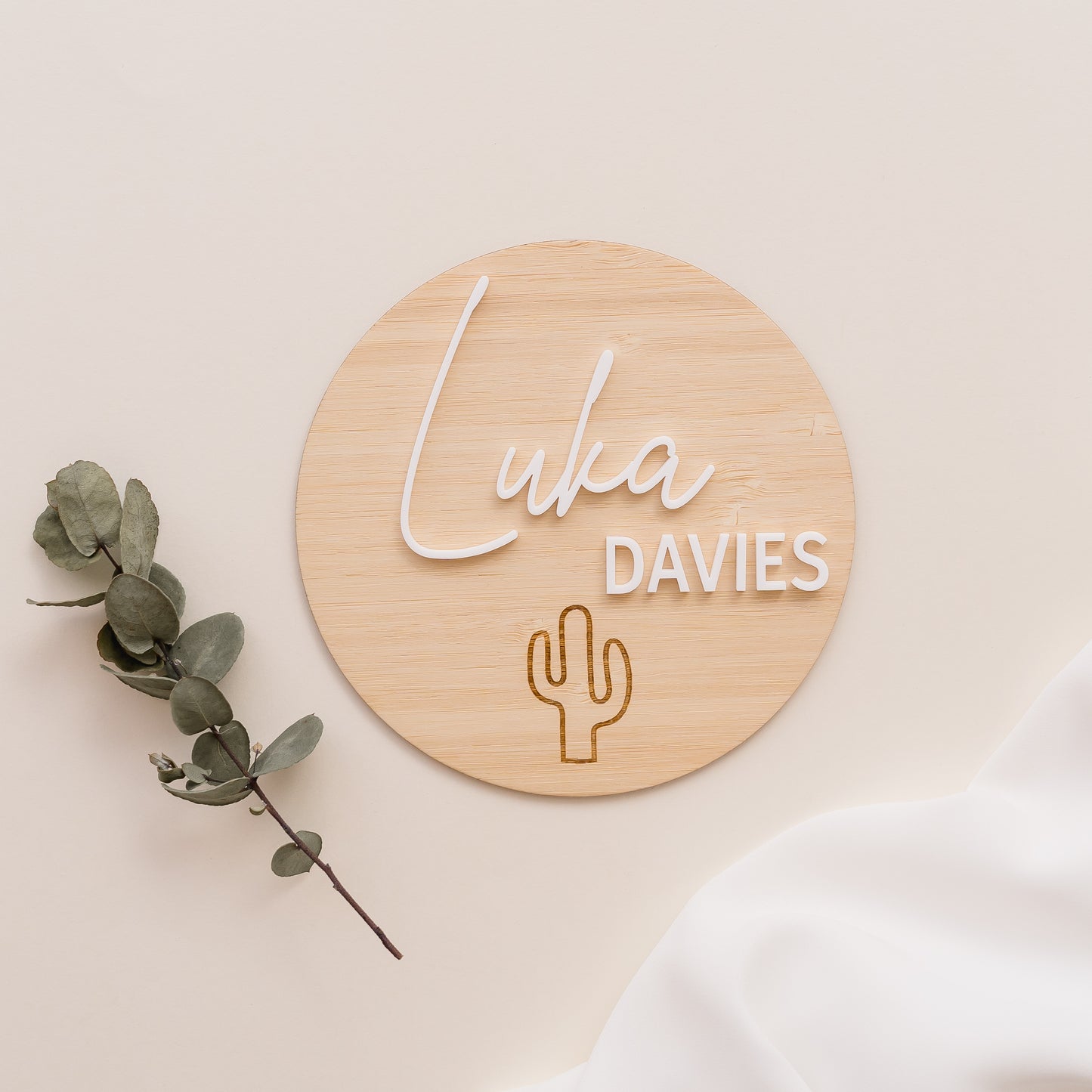 Earth Birth Announcement - Cactus Acrylic baby Miss Ali's