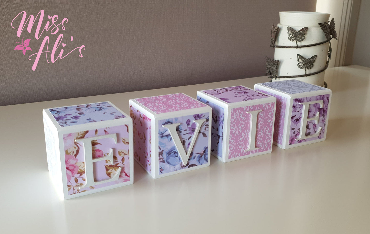Personalised Baby Name Blocks - Rose Garden blocks Miss Ali's