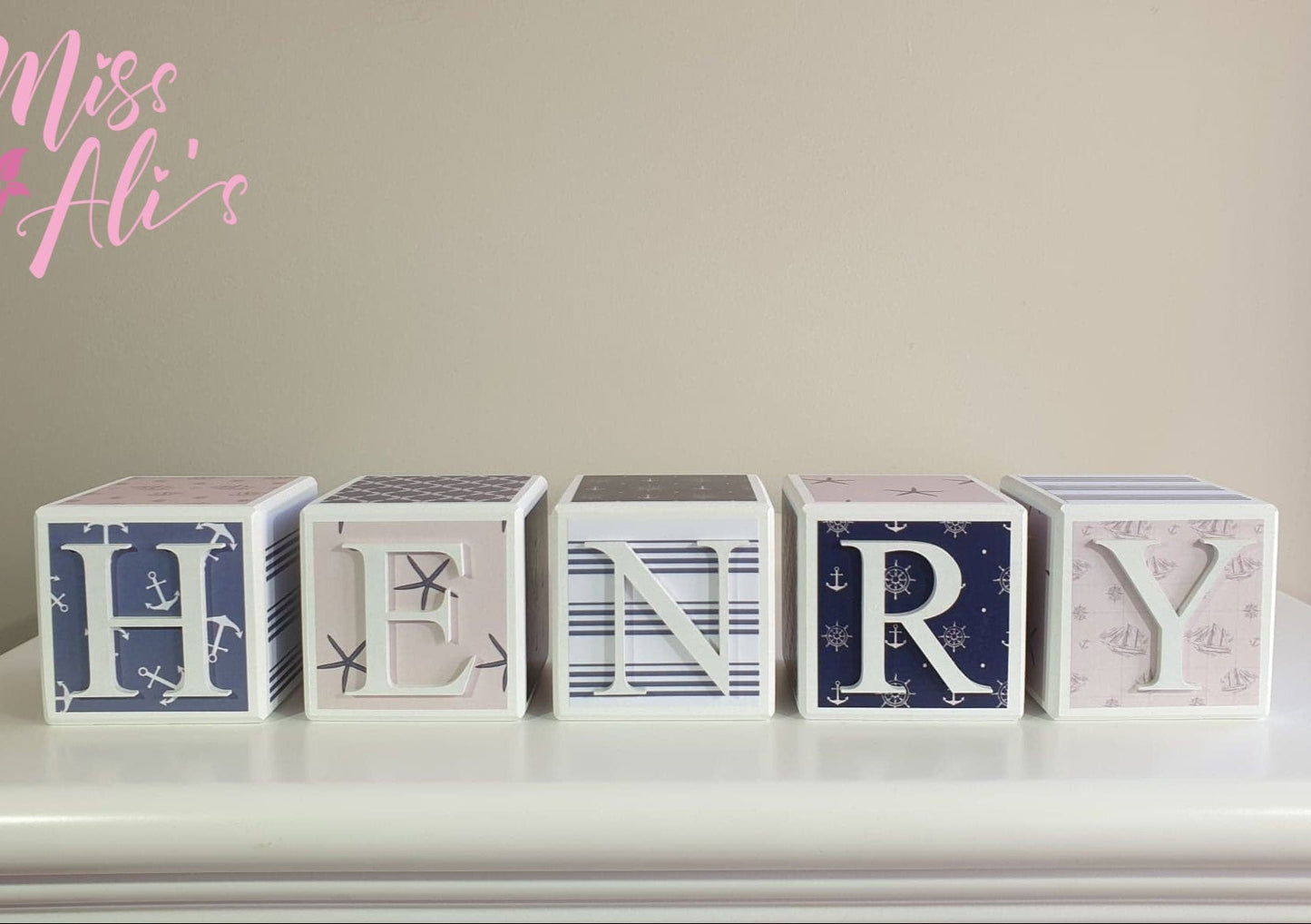 Personalised Baby Name Blocks - Nautical blocks Miss Ali's