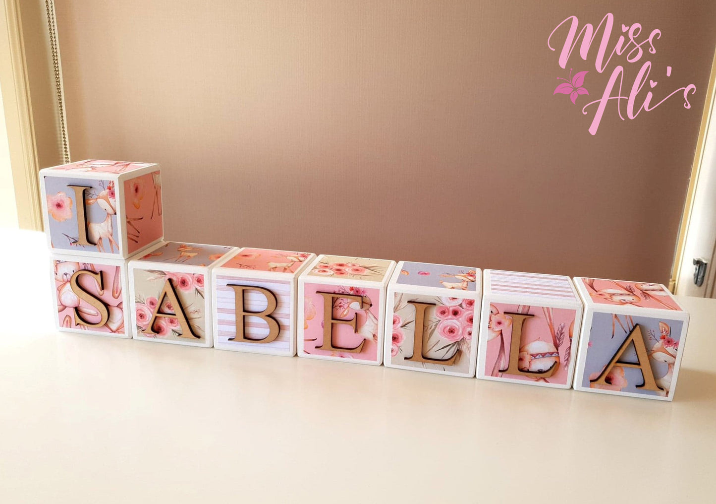Personalised Baby Name Blocks - Woodland blocks Miss Ali's
