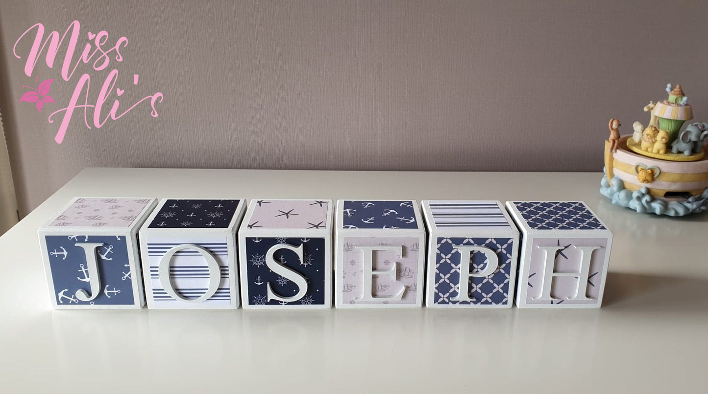 Personalised Baby Name Blocks - Nautical blocks Miss Ali's