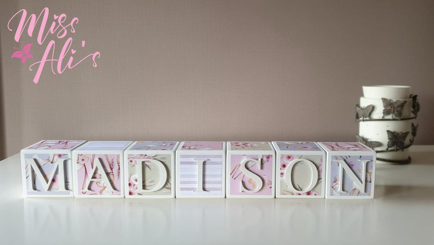Personalised Baby Name Blocks - Woodland blocks Miss Ali's